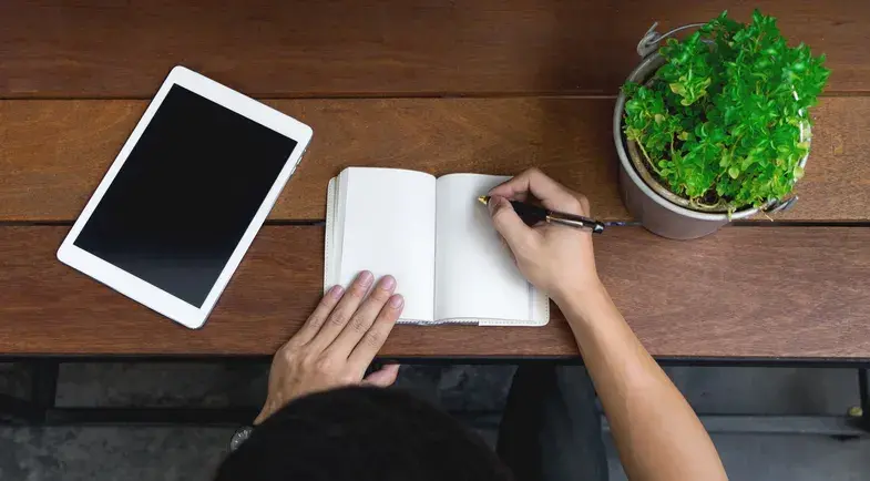 Author drafting content for an eBook