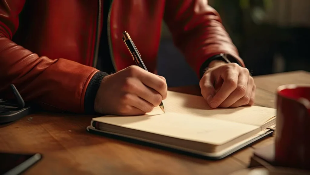 Woman writing in journal