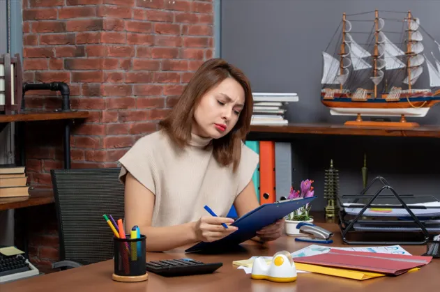 Woman working on paperwork